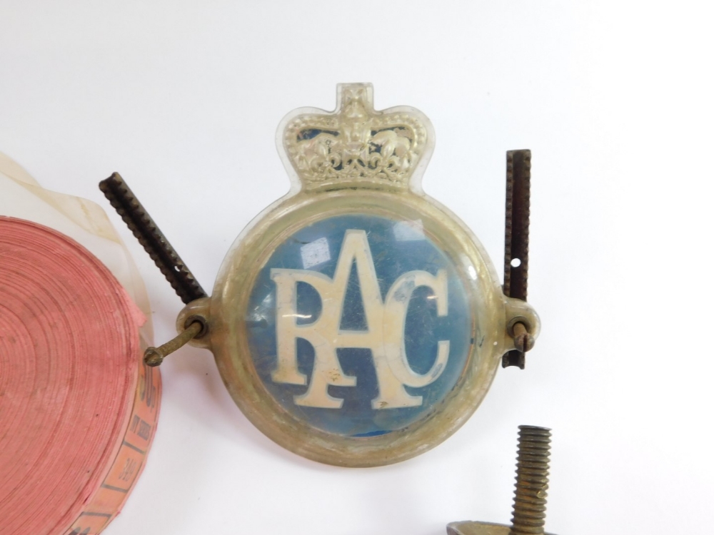 Two bus punch ticket machines, RAC badge, a Royal Automobile Club Association car badge, various bus - Image 7 of 8