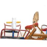 A Mobo Toys rocking horse, and a wooden rocking horse. (2)