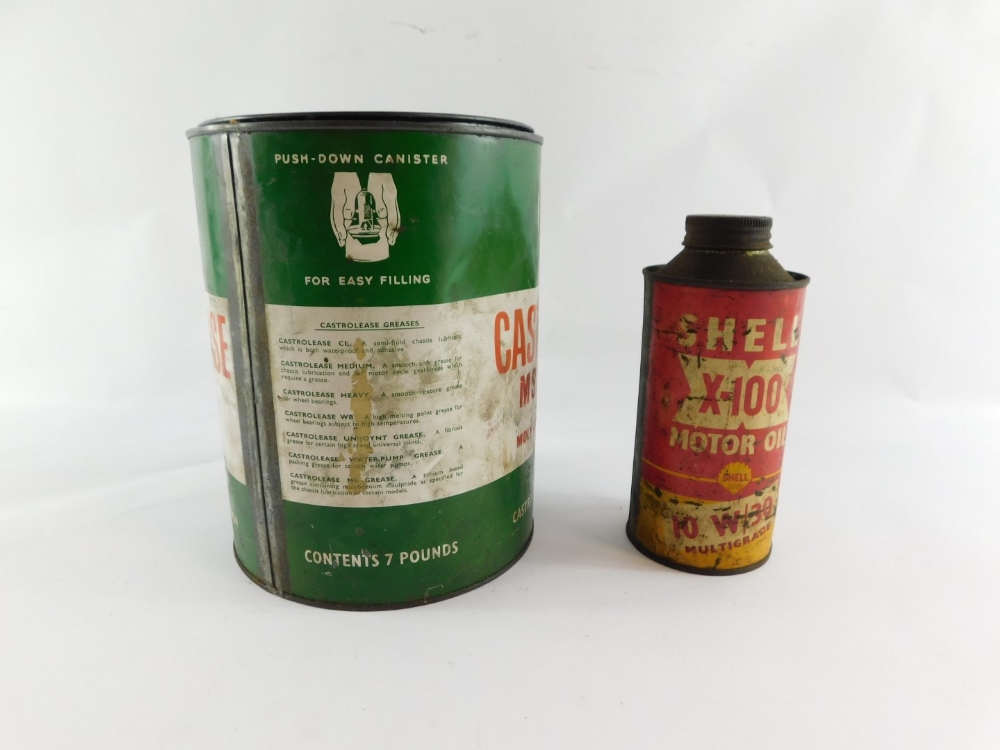 A Castrolease grease tin, and a Shell X100 motor oil tin. (2) - Image 3 of 3