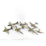 A group of model aircrafts, kit built plastic models. (some AF, a quantity)