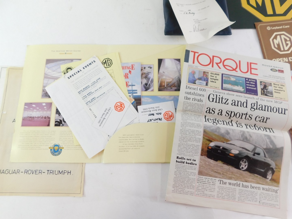 A group of MG ephemera, to include black and white photographs of dinners, MG open day booklets, V&V - Image 2 of 5