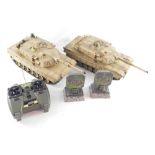 Two Forces of Valour armoured tanks, with one remote control and two targets, boxed.