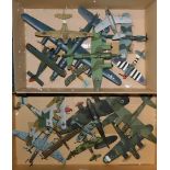 A group of kit built model aeroplanes, fighter jets and others. (2 boxes)