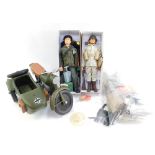 An Action Man Commando figure, together with an American Airborne figure, Third Reich motor car, sid
