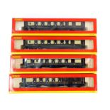 Hornby OO gauge Pullman coaches, comprising R4145 Cynthia, R4143 Leona, R4150 car number 65 and R416