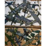 A group of kit built model aeroplanes, fighter jets and others. (2 boxes)