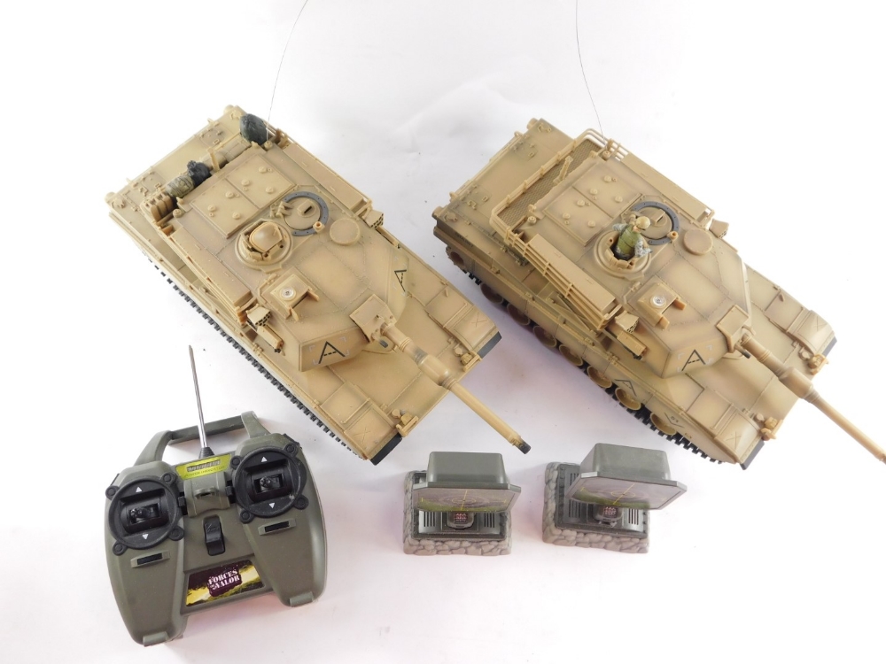 Two Forces of Valour armoured tanks, with one remote control and two targets, boxed. - Image 2 of 3
