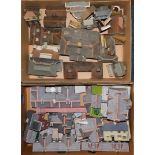 Various cardboard OO gauge railway outbuildings, houses, accessory packs, etc. (2 boxes)