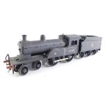 A kit built OO gauge Worsdell Class D20 locomotive, BR black livery, early emblem, weathered, 4-4-0,