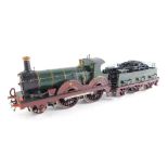 A kit built OO gauge GWR domeless tank locomotive, GWR green livery, 2-4-0, 2215.