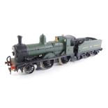 A kit built OO gauge ex MSWJR/GWR unclassified locomotive, GWR green livery, 1336, 2-4-0.