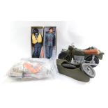 An Action Man figure in RAF uniform, with mask and life jacket, RAF groundsman figure, Third Reich m