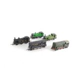 Hornby OO gauge locomotives, including a Dublo 2 rack LMS diesel shunter, BR diesel shunter, LNER 0-