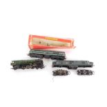 A group of Hornby Railways OO gauge locomotives, to include Standard Class 'Britannia', and two coac