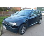 A BMW PB12 X3 D SE Estate, Registration LT05 YMG, diesel, black, first registered 20/05/2005, MOT to