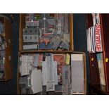 Various cardboard OO gauge railway outbuildings, houses, accessory packs, etc. (2 boxes)