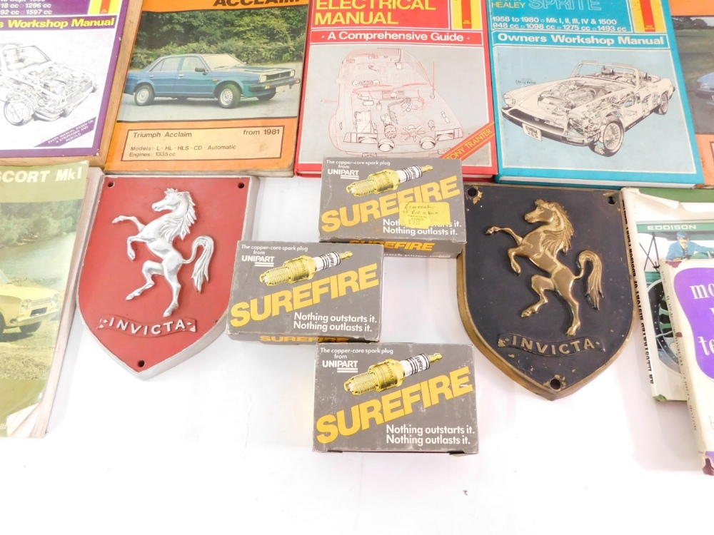 A group of automobilia, to include Sure Fire spark plugs, books on the Austin Healy, The Amazing Min - Image 2 of 2