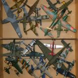 A group of kit built model aeroplanes, fighter jets and others. (2 boxes)