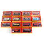 Hornby OO gauge rolling stock, including R6765 BR Zot brake van, R6768 LMS brake van, R6727A LMS hor