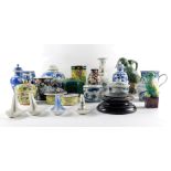 Chinese 18thC and later pottery and porcelain, including blue and white vases and covers, tankards,