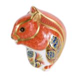 A Royal Crown Derby red squirrel paperweight, silver stopper, 9cm high, boxed.