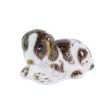 A Royal Crown Derby Scruff The Dog paperweight, collector's guide 2006, gold stopper, 9cm wide.