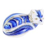 A Royal Crown Derby blue fox paperweight, lacking stopper, 10cm wide, boxed.