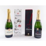 Two cased bottles of Champagne, comprising Taittinger Champagne Reins, and a Champagne Lanson Black