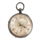 A Victorian gentleman's silver pocket watch by H Zusman of Wolverhampton, open faced, key wind, flor