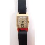 A 9ct gold cased James Walker gentleman's wristwatch, with a rectangular watch head, with seconds di