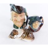 A group of Royal Doulton, comprising The Robin Hood D6534 character jug, 9cm high, Rip Van Winkle D6