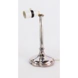 An Elkington loaded plated table lamp, on a reeded stem, on six point floral flared base, 24cm high.