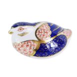 A Royal Crown Derby partridge paperweight, with gold stopper, 7cm high, boxed.