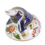 A Royal Crown Derby mole paperweight, exclusive for the Royal Crown Derby Collector's Guild 1994, wi