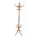 An early 20thC bentwood coat and hat stand, 197cm high.