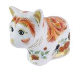 A Royal Crown Derby Spice The Cat paperweight, Collector's Guild Kitten Edition 2010, 10cm wide.