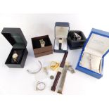 A group of wristwatches, to include a lady's Rotary Elite, desk clock, Safari Gem, Santos, Royal and