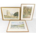 Three watercolours, comprising Rose Wattscliff. Gathering Storm, Egdale Valley, Derbyshire, 25cm x 3