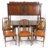 A Hepplewhite style mahogany dining suite, early 20thC, comprising a sideboard, with pair of