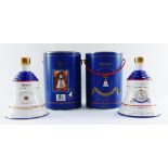 Two Bell's Scotch Whisky commemorative decanters, for Princess Beatrice, both to commemorate the bir