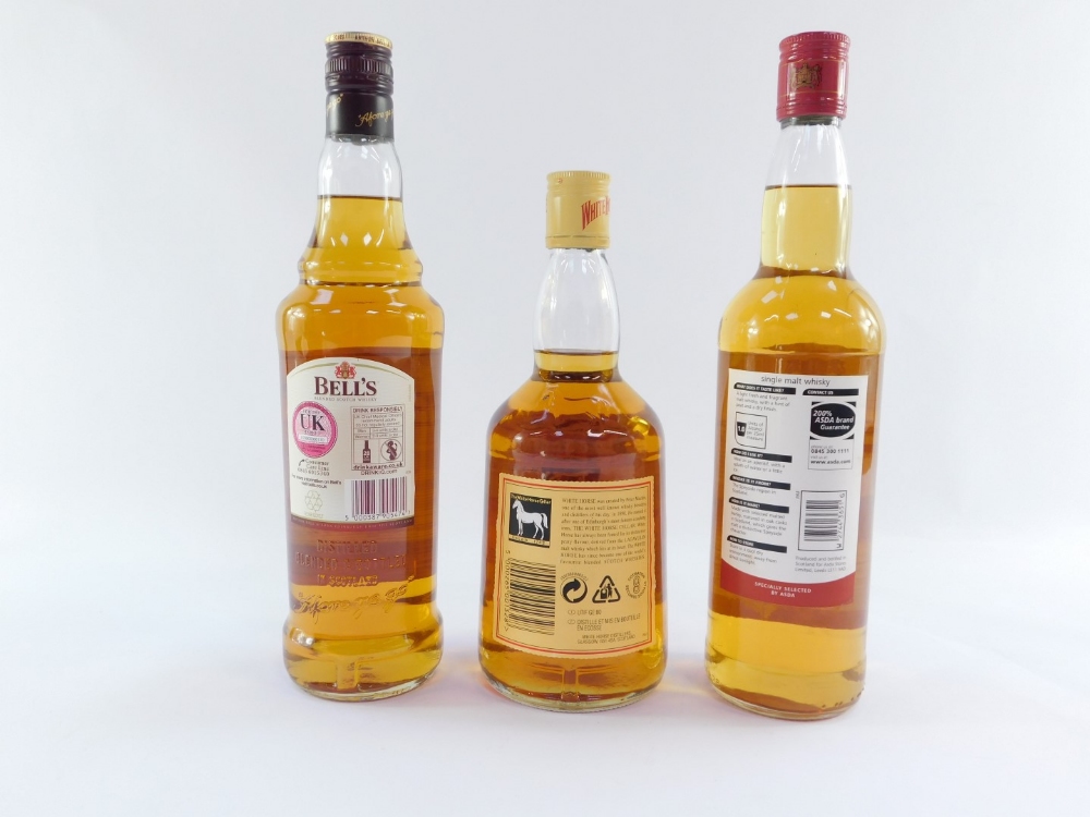 Three bottles of whisky, comprising Scotch Single Malt Whisky, Bell's Blended Scotch Whisky, and Whi - Image 2 of 2