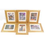 A set of six Harry Potter framed prints, each with certificate of authenticity, stuck to reverse fra