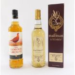 Two bottles of Scotch Whisky, comprising The Famous Grouse, 70cl, and The Maltman Single Malt Scotch