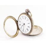 A continental lady's pocket watch, open faced, key wind, white enamel dial bearing Roman numerals, f