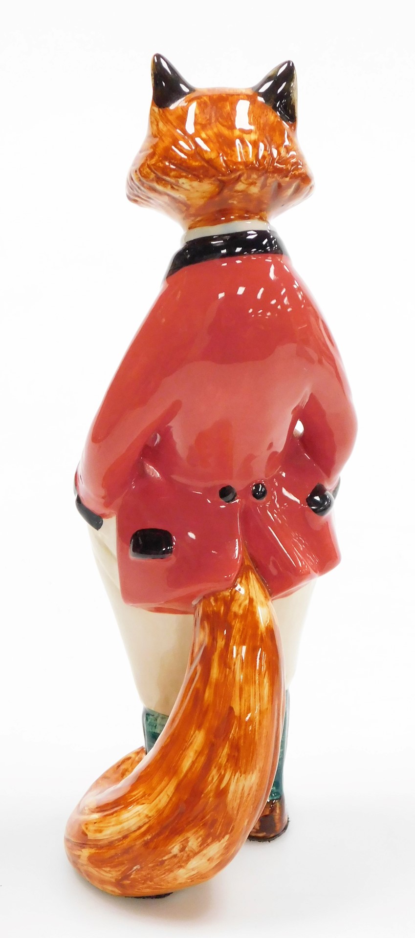 A Rye pottery fox figure, of a gentleman fox in red waistcoat, signed LB, 23cm high. We have speci - Image 2 of 3