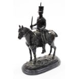 After John Rattenbury Skeaping (1901-1980). A French Hussar on horseback, bronze, on an oval marble