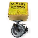 An Allcock's Supurb fixed spool reel, number 9049, with original box.