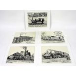 After A. Marshall. A collection of locomotive related prints, to include W.P. Plass number 7334 at K
