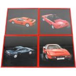 A collection of car related photographic prints, examples to include Ferrari 328 GTB, Ferrari Cabrio