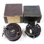 An Allcock's Aerialite Bakelite reel, 3¾" (9.5cm) diameter, number 8926, with original box, and a Mo